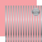 Cartulina Franjas Foil Plata Rosa Fuerte