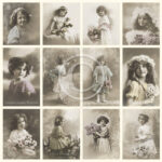 Cartulina Vintage flower girls tinted